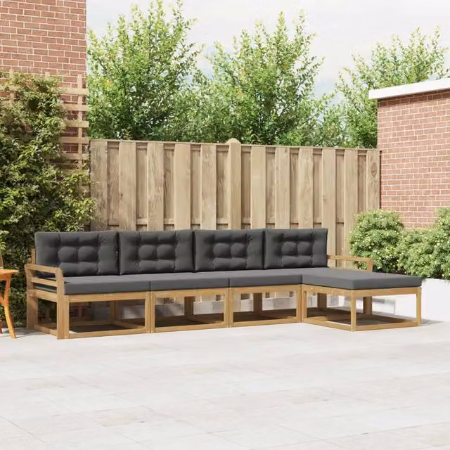 Set di divani da esterno 4 pz Bianco e Antracite Poliestere 3386306