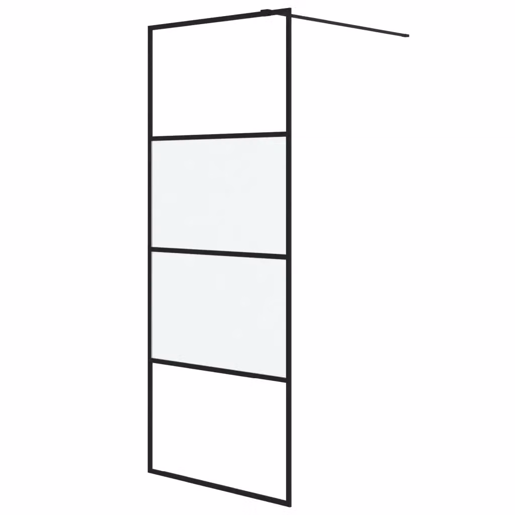 Parete Doccia Walk in vidaXL Nera con Vetro Semi Smerigliato L: 80 cm, H: 195 cm – 2