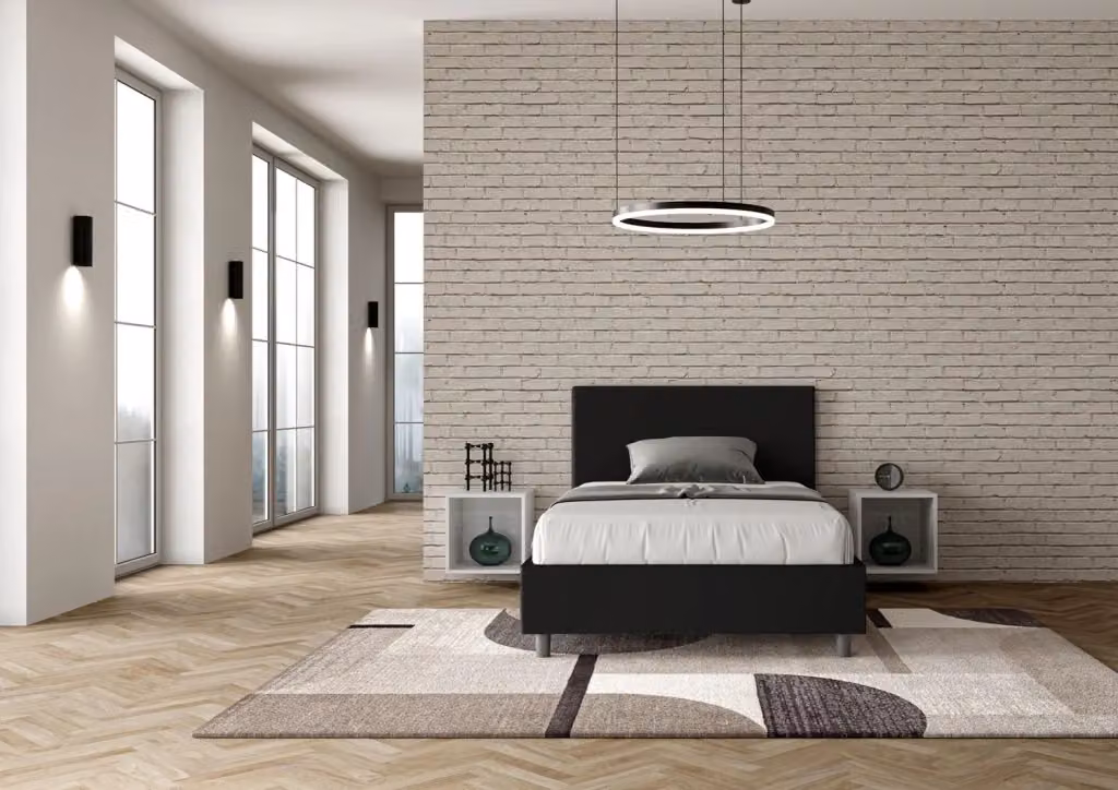Letto Adele 1 Piazza e Mezzo con Contenitore e Testata in Similpelle Nero L/P/H: 120 x 190 x 135 cm – 2
