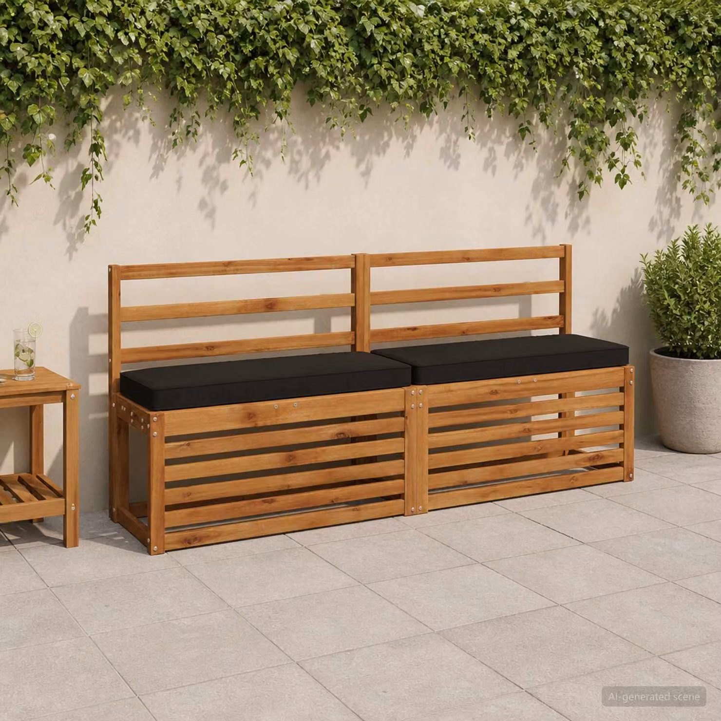 Cuscino per Panchina vidaXL Nero in Poliestere con Rivestimento Rimovibile e Resistente ai Raggi UV