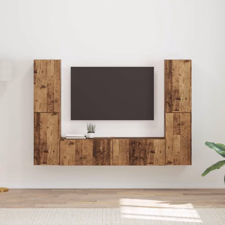 Set mobile TV moderno vidaXL in 6 pezzi color marrone in legno e MDF per soggiorno