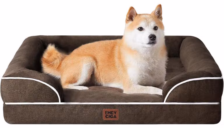 Cuccia ortopedica per cani, con memory foam, dimensioni 89x56 cm, lavabile, impermeabile, antiscivolo, color marrone