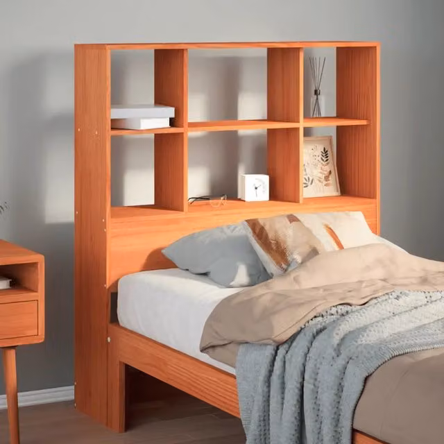 Testiera con ripiani contenitore Design Mania in legno di pino marrone cera L: 100 cm, H: 110 cm, P: 23 cm – 1