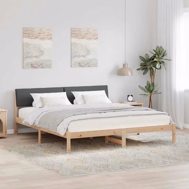 Struttura del letto moderna vidaXL in legno di pino marrone e grigio scuro L/P: 180 x 200 cm