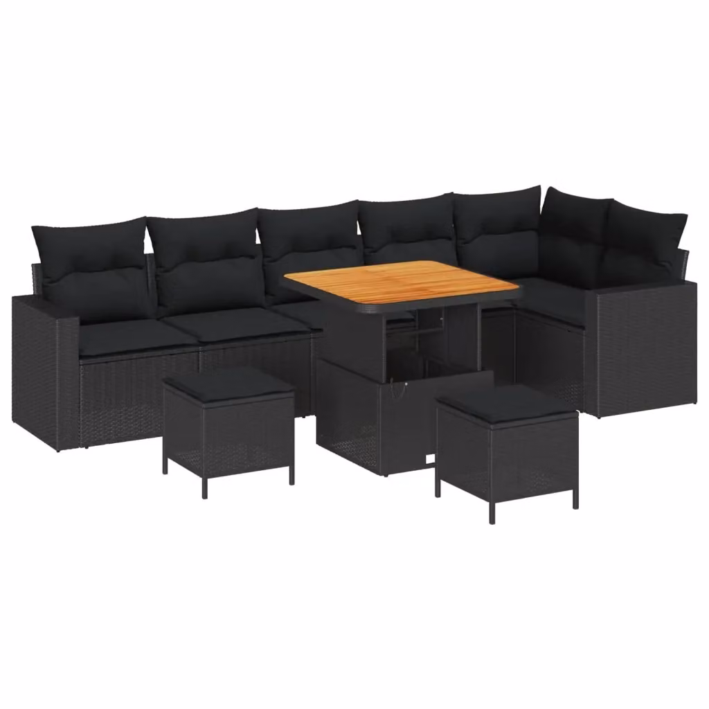 Set Divano da Giardino vidaXL 11 Pezzi a Forma di L con Cuscini Nero – 2