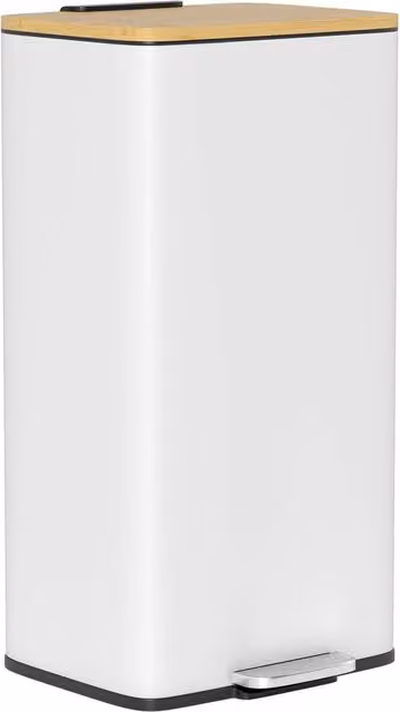 Cestino per Rifiuti XYLO con Pedale e Soft Close, Bianco, Capacità 20L