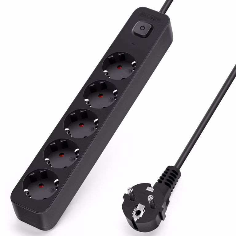 Aigostar, ciabatta multipresa a 5 prese, con interruttore, prolunga da 5 metri, colore nero – 5 metri, nuovo