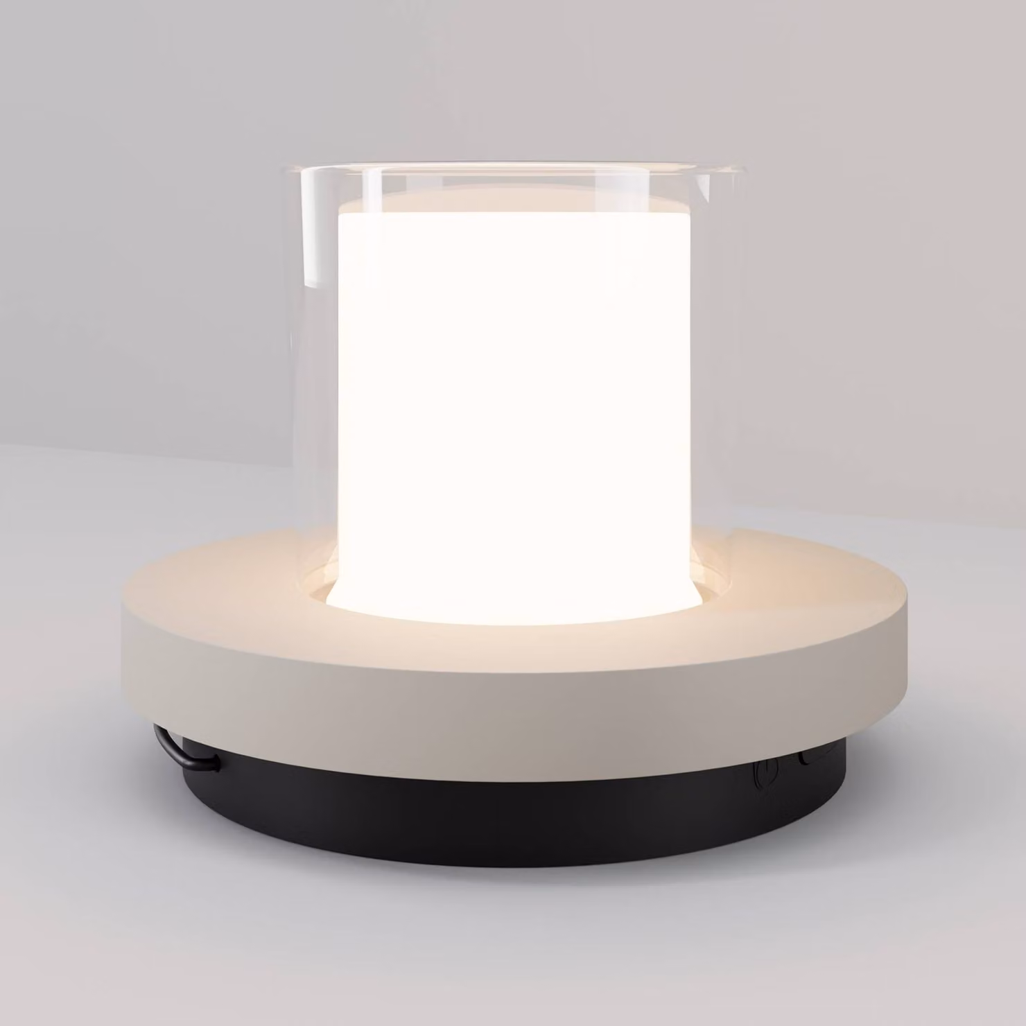 Maytoni Lampada da tavolo LED e solare Lantra, bianca, altezza 10 cm, IP44 dimmerabile, Bianco / Opale, Soggiorno / Sala da pranzo, Plastica, Moderno