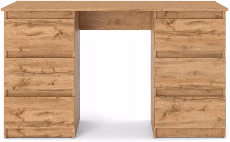 Scrivania VBChome 120x50x75 cm, legno effetto noce Wotan, scrivania da ufficio con 6 cassetti, scrivania per computer, scrivania per PC, scrivania, scrivania per laptop, scrivania per l'ufficio domestico