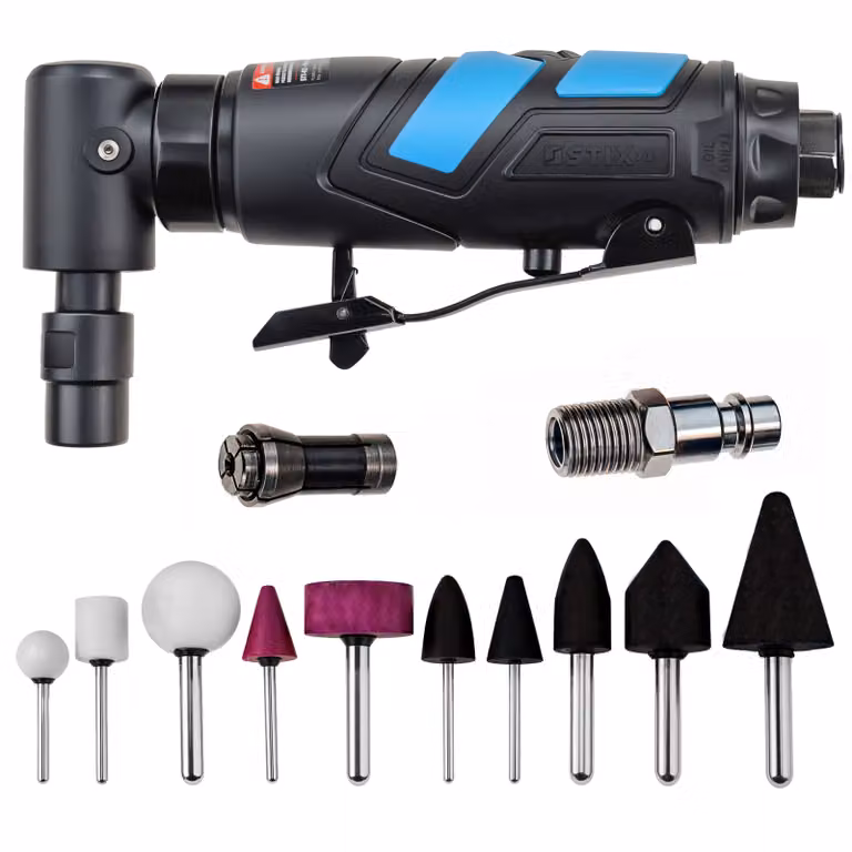 STIX STT-R2 Mini smerigliatrice angolare ad aria compressa da 6 mm con accessori – Qualità professionale