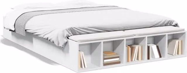 Letto matrimoniale | Letto per adulti | Giroletto Bianco 150x200 cm in Legno Multistrato