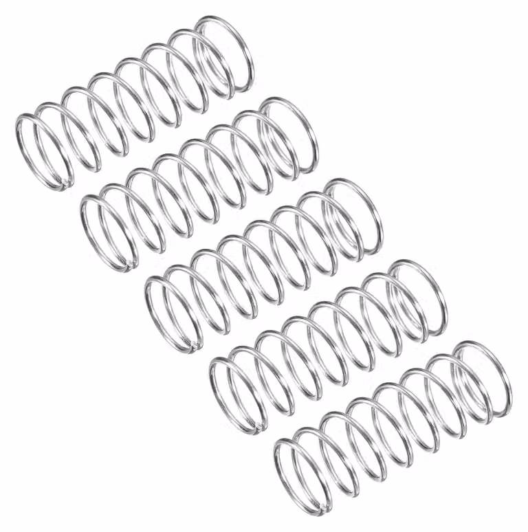 Confezione da 5 molle a compressione, dimensioni 10x0,8x25 mm, acciaio inossidabile 304, colore argento