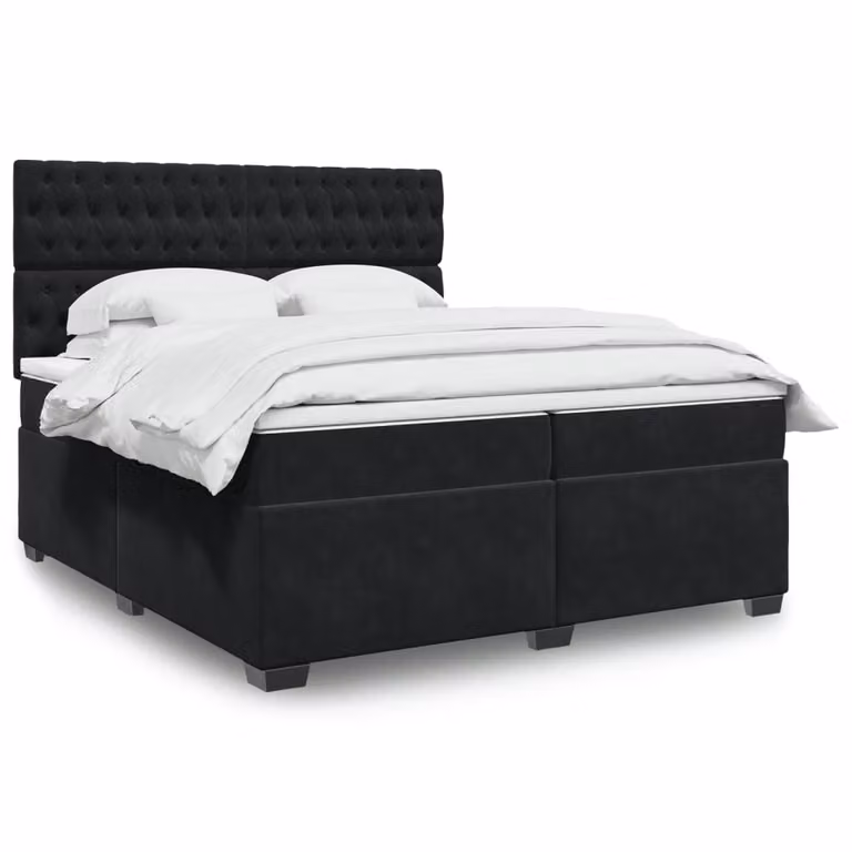 vidaXL Giroletto a Molle con Materasso Ibrido in Velluto Nero L/P: 200 x 200 cm