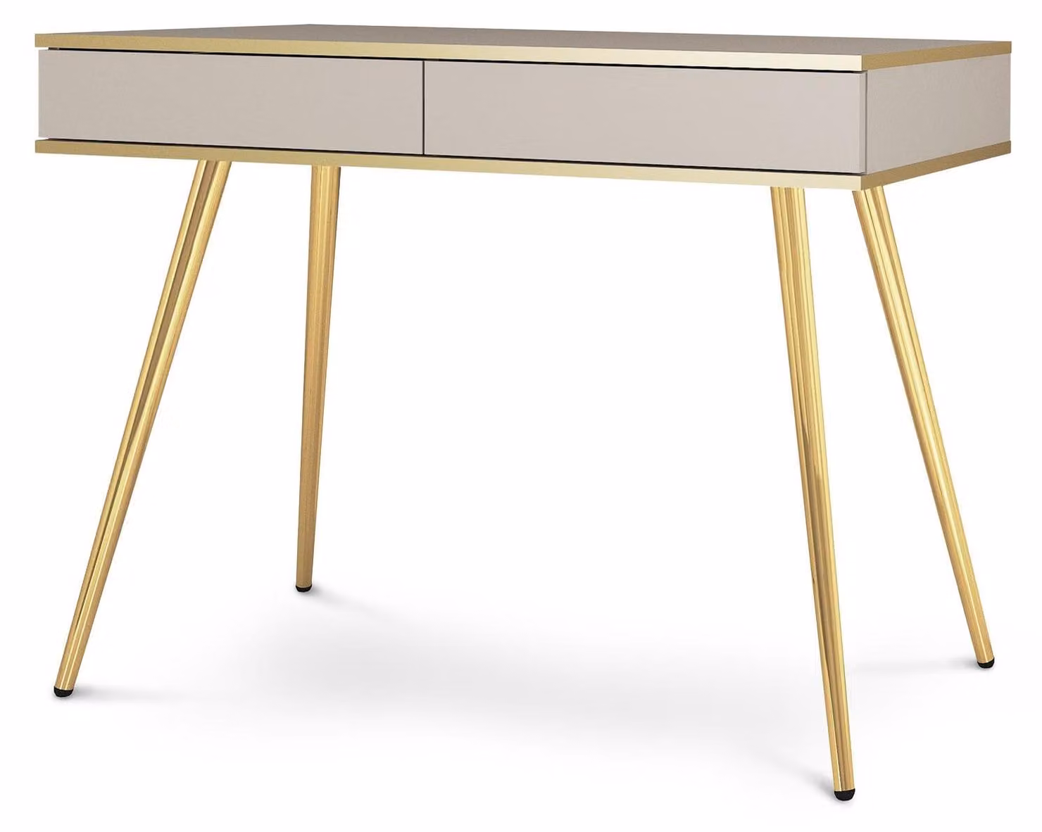 Comodino Meva, colore beige, gambe dorate