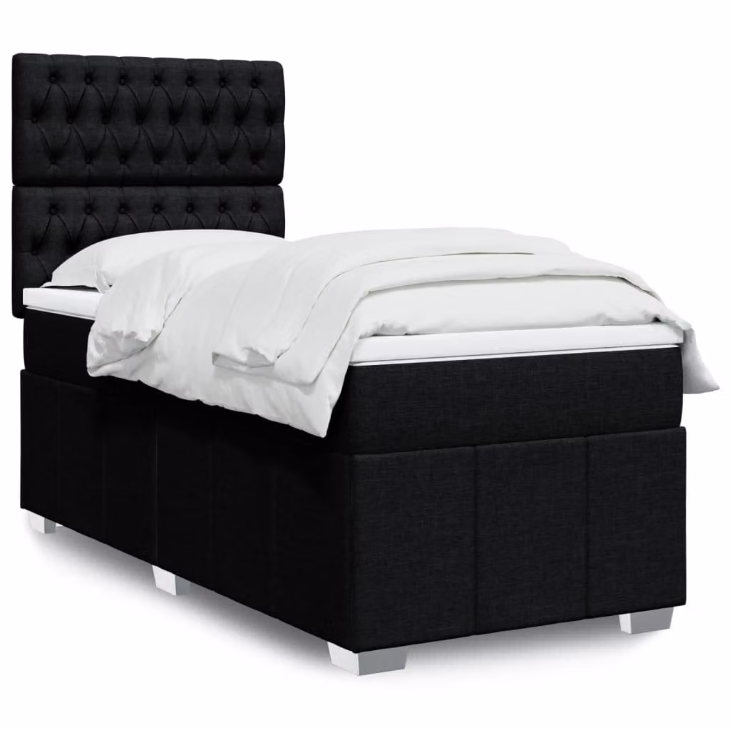 vidaXL Letto Ibrido con Giroletto a Molle e Materasso a Tasche, Nero e Bianco, L/P/H: 90 x 200 cm