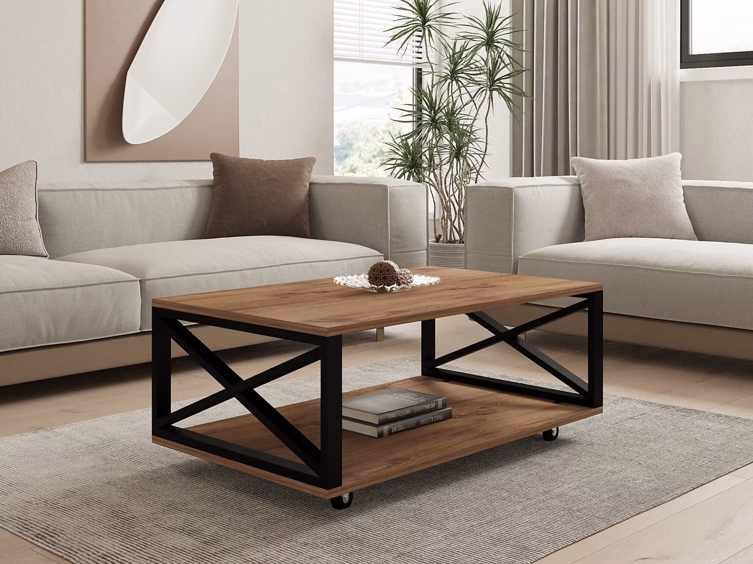 Skye Decor, Refia, tavolini da salotto, pino atlantico, 98 x 33,6 x 60 cm
