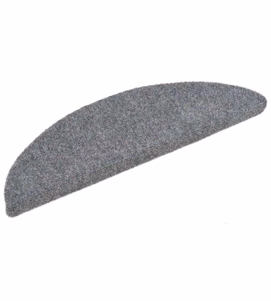 vidaXL Tappetini per scale autoadesivi semicircolari in polipropilene, 15 pz, Grigio, L: 56 cm, P: 17 cm, H: 3 cm – 2