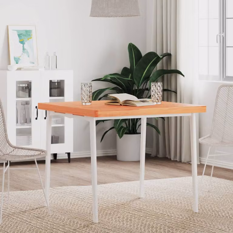 vidaXL Piano per Tavolo Quadrato in Legno di Faggio Marrone L: 80 cm, P: 80 cm, H: 4 cm