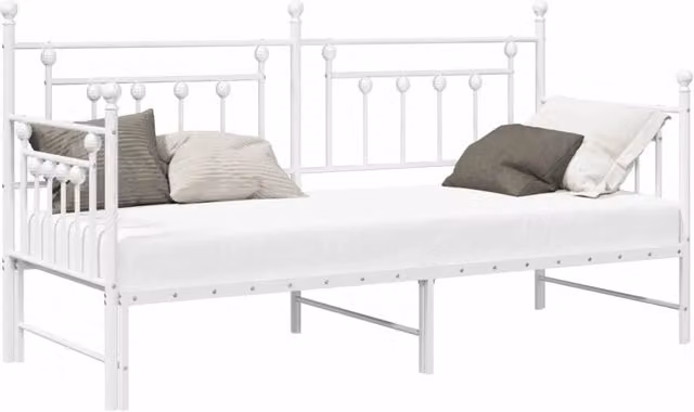 Letto singolo moderno in metallo bianco con struttura rigida e doghe fisse L/P/H: 200 x 80 x 107 cm – 1