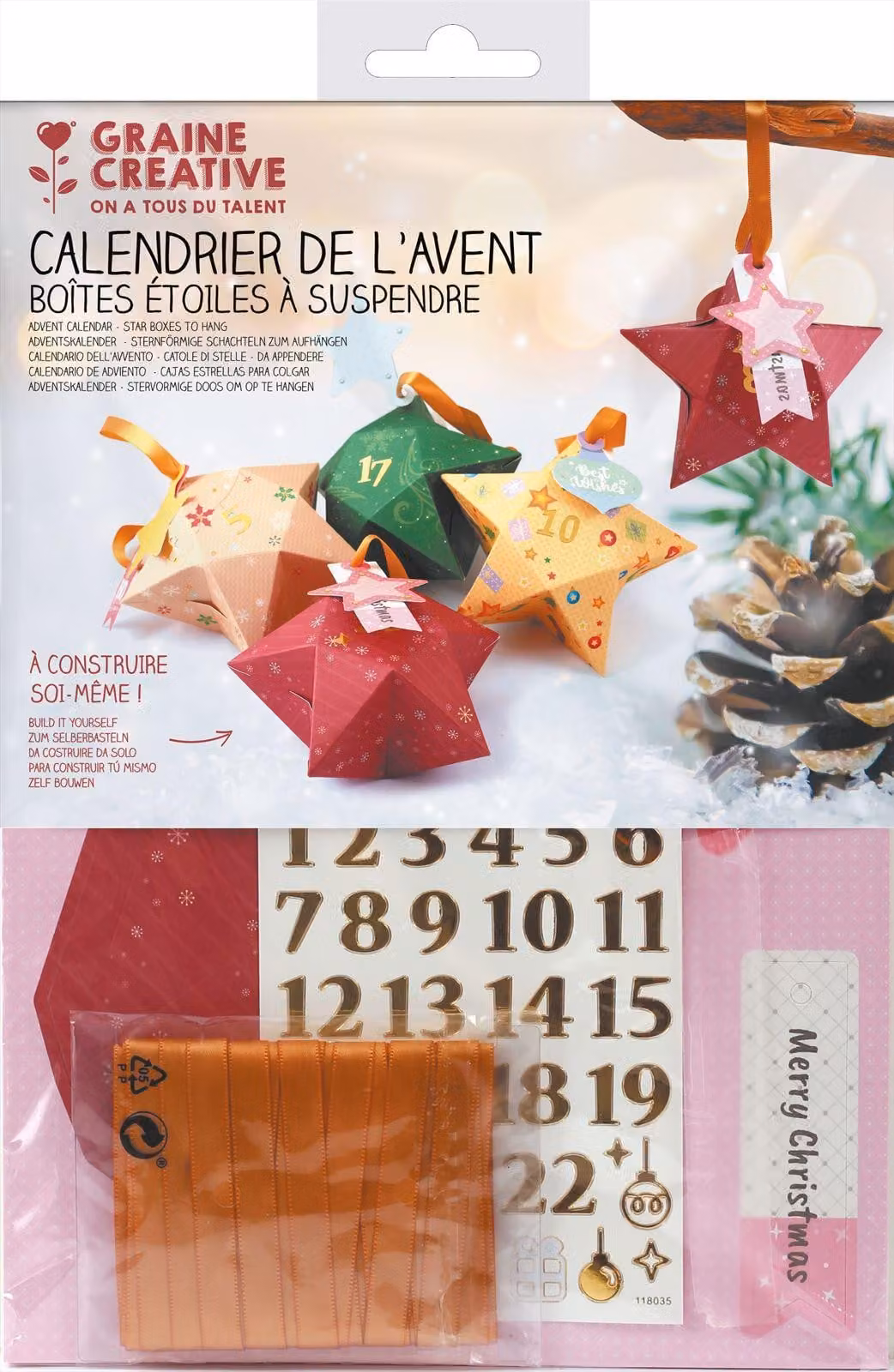 Graine Creative Calendario dell'Avvento stelle fai da te con adesivi e nastro