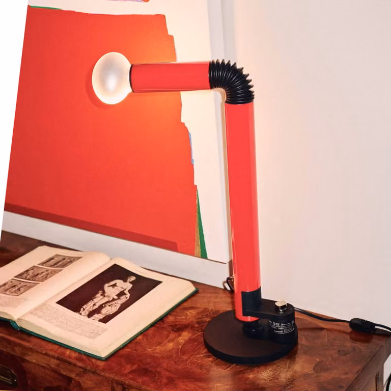 Stilnovo Lampada da tavolo di design Periscopio, Rosso, Soggiorno / Sala da pranzo, Metallo, Design, Lampada da tavolo