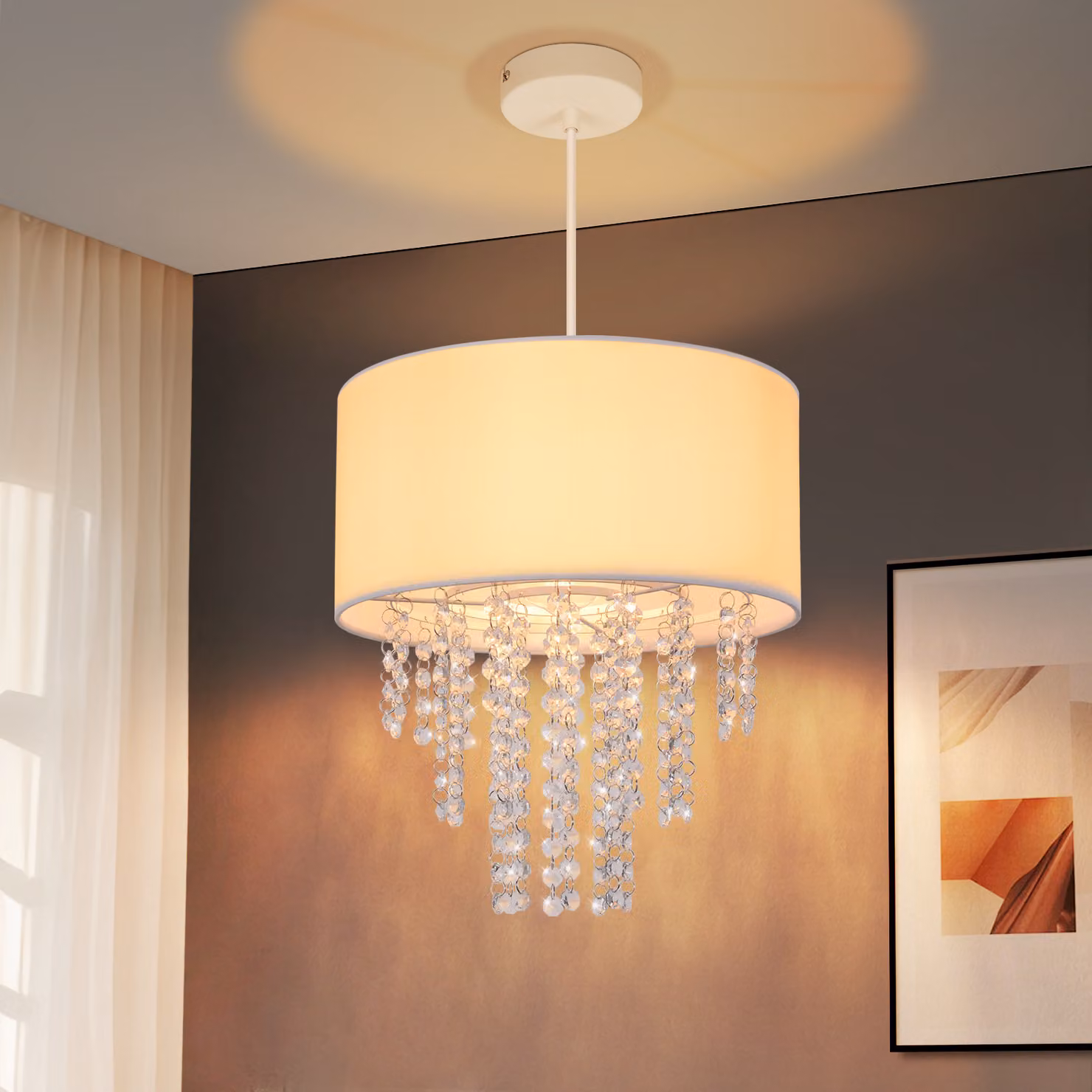 ZMH Lampada a sospensione soggiorno lampada a sospensione camera da letto lampada a sospensione E27 cristallo tessuto tavolo da pranzo lampada a sospensione moderna sala da pranzo lampada a sospensione sala da pranzo design per tavolo da pranzo (senza lam