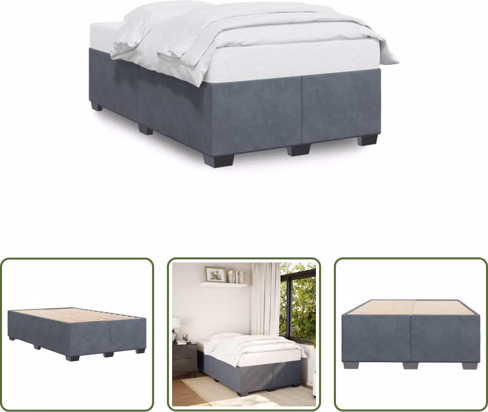 The Living Store Struttura letto grigio scuro 120x200 cm in velluto