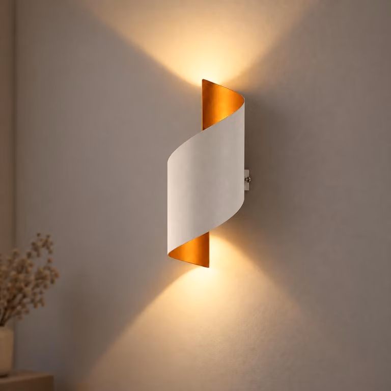 Lampada a LED da parete, 10W, luce bianca calda, grado di protezione IP65, design a spirale, alluminio