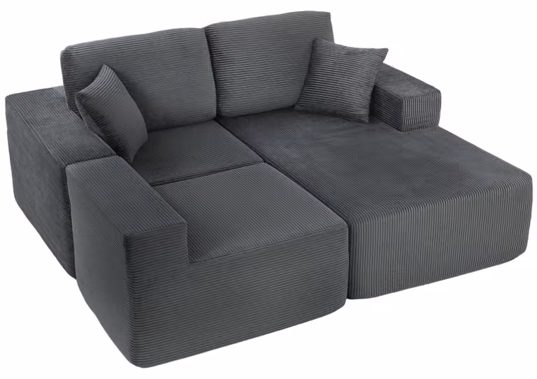 Divano ad angolo HOMCOM con funzione letto, a L, 267 cm, con cuscini decorativi