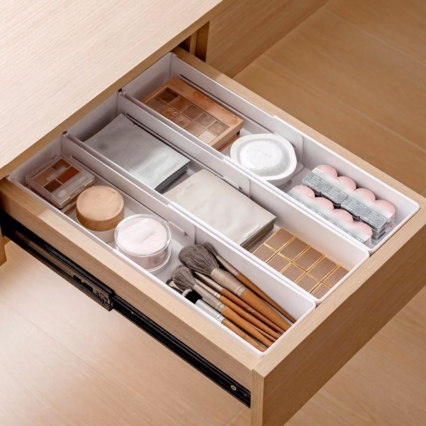 Omgoods - Organizer regolabile per cassetti (3 pezzi, piccolo) - Ideale per trucchi e articoli da ufficio