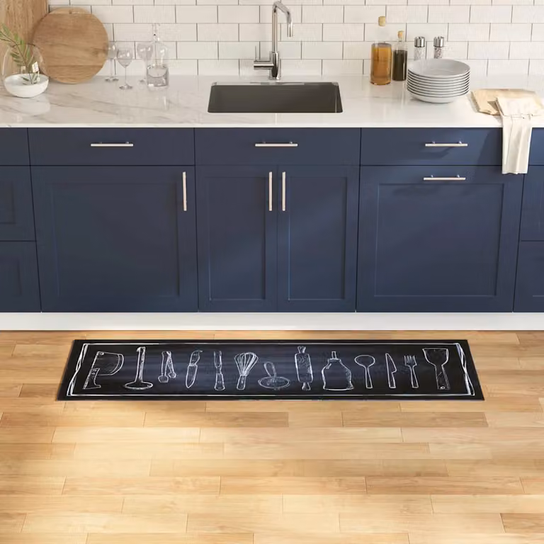 Tappeto da cucina vidaXL nero in viscosa, lavabile e antiscivolo, L 150 x P 45 cm