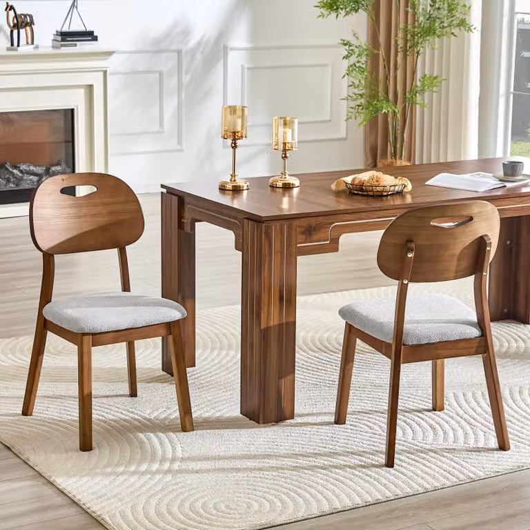 MODFU, set di 2 sedie da pranzo grigie, sedia da cucina con schienale ovale, sedia da scrivania con maniglia integrata, struttura in legno e imbottitura