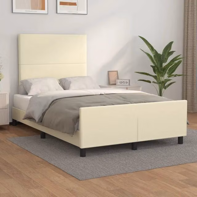 Letto con giroletto e testiera vidaXL in similpelle beige L/P/H: 200 x 120 x 126 cm – 1