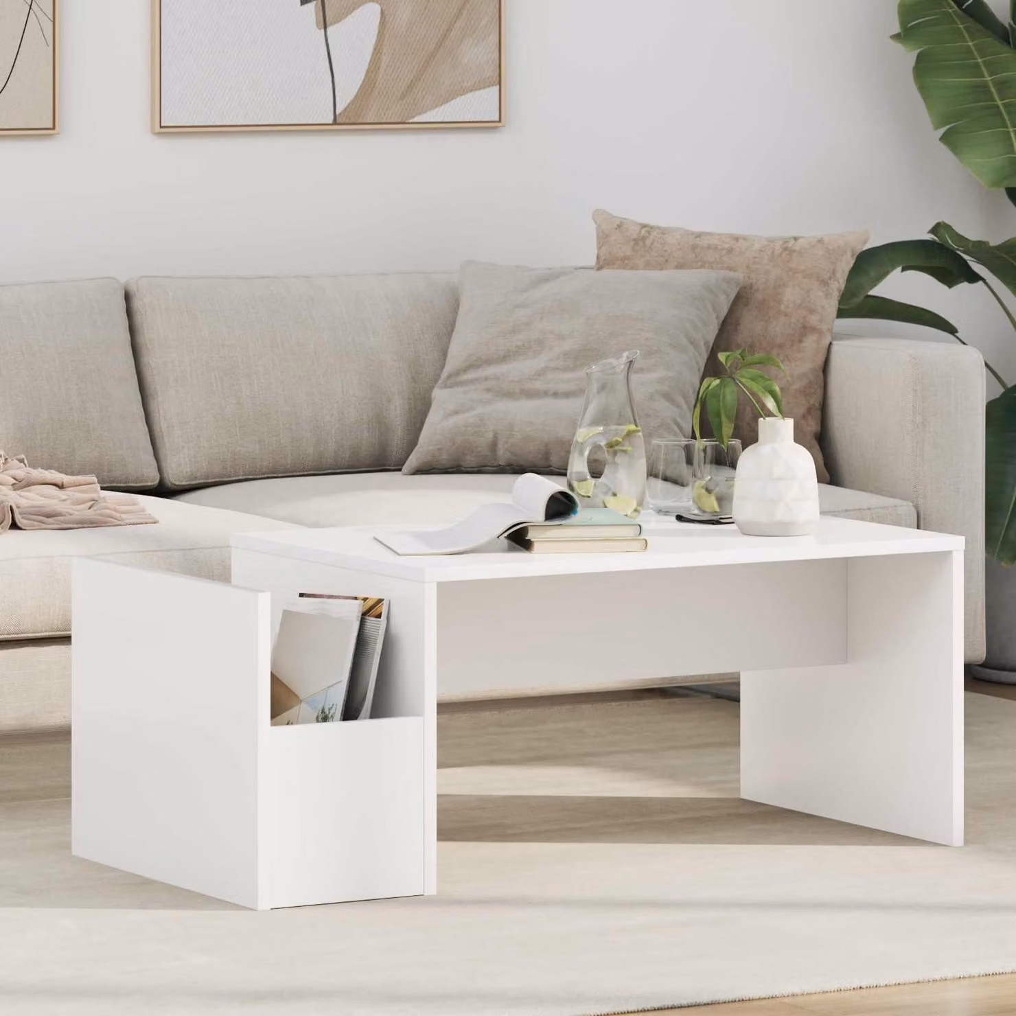 Maison Exclusive - Tavolino bianco 90 x 45 x 35 cm Materiale ligneo