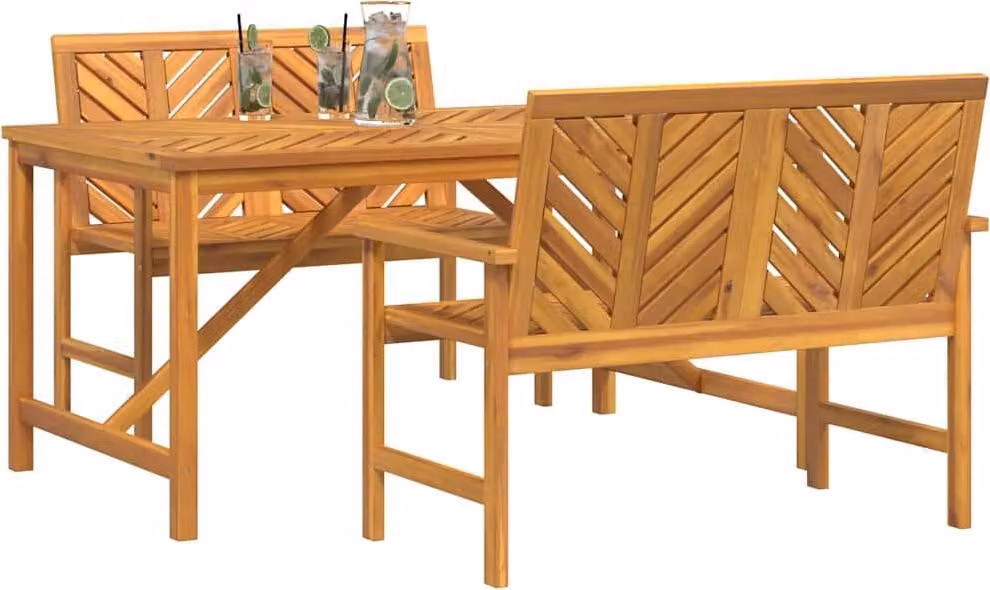 Set da Pranzo per Giardino 3 pcs Marrone