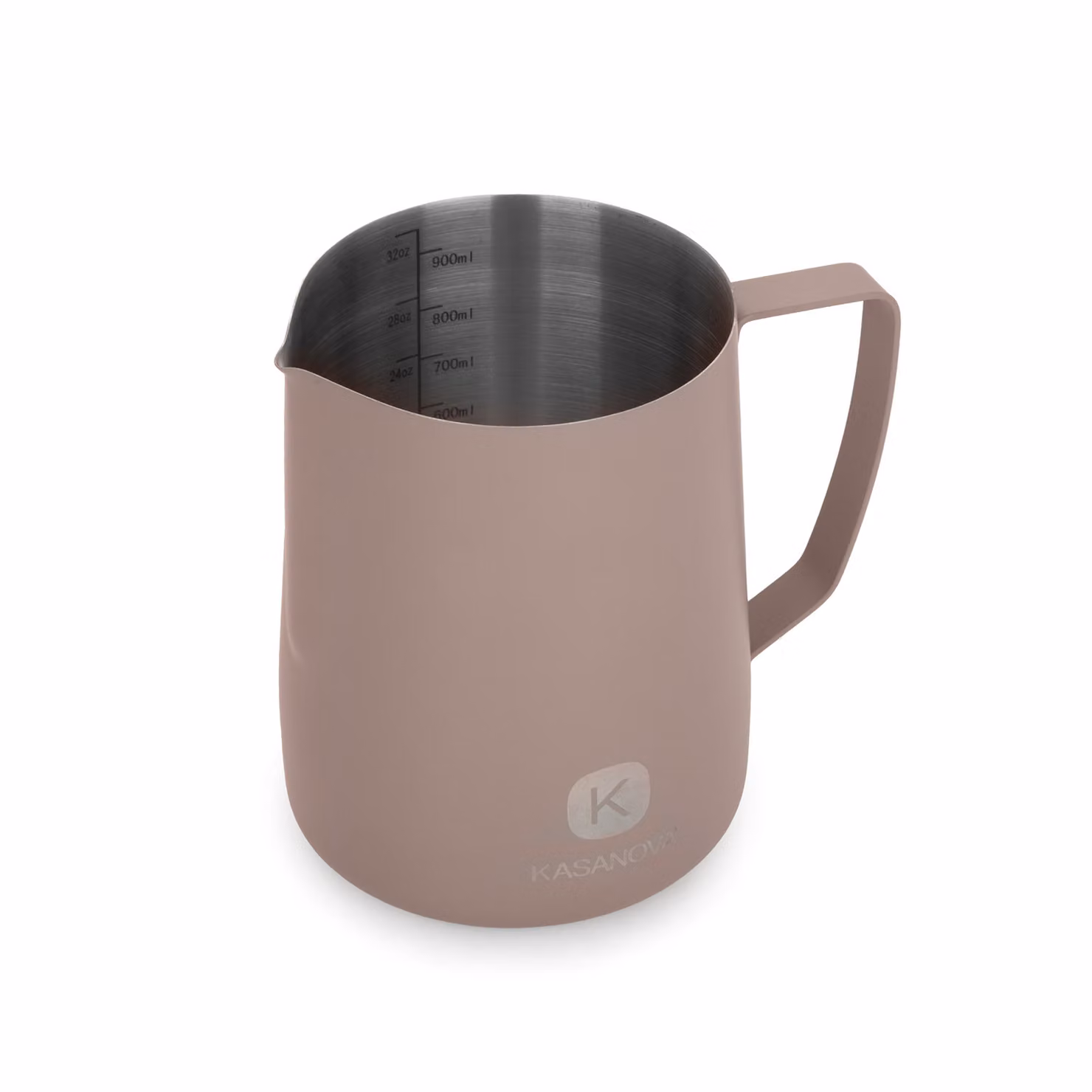 Bricco dosatore per latte Kasanova in acciaio inox con scala graduata, beige, 900 ml – 2