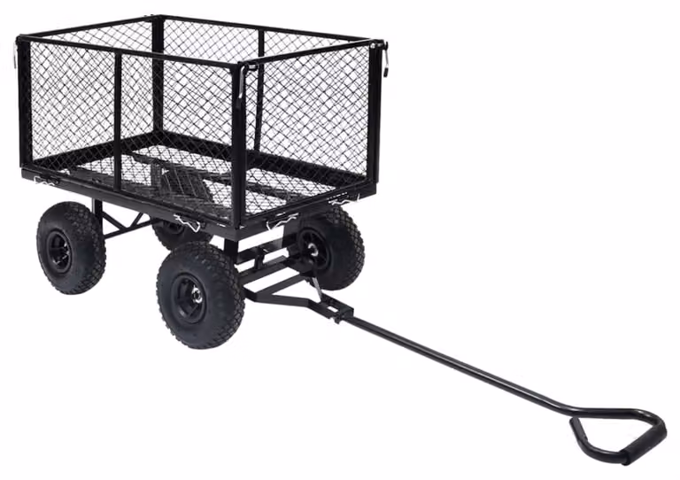Carrello Bolderkart in acciaio verniciato nero - Capacità massima: 350 kg - Pneumatici gonfiabili - Carrello manuale per giardino