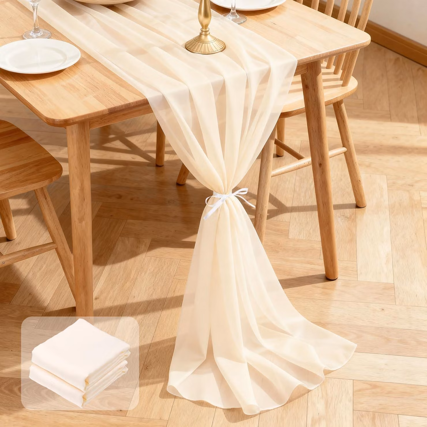 Omgoods - Set di 2 tovagliette in chiffon per decorazioni festive