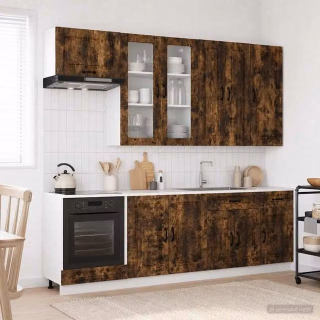 Unità Cucina KALMAR 8 pz Rovere Fumo Legno ingegnerizzato 3438198