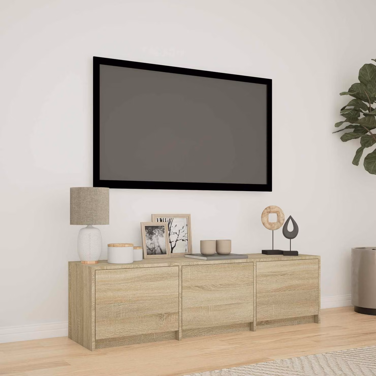 Mobile TV vidaXL con illuminazione LED integrata, Rovere Sonoma, L 140 x P 34 x H 40 cm