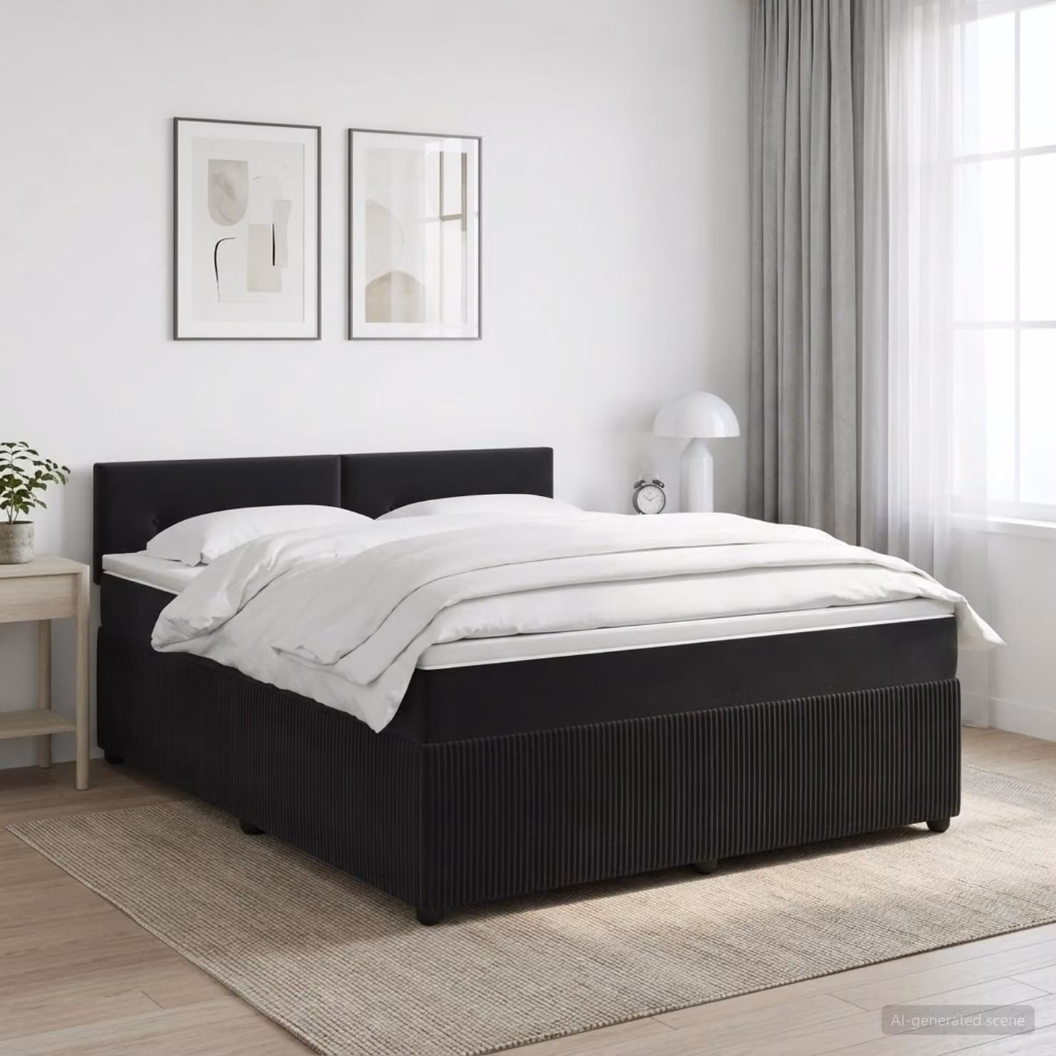 vidaXL Letto box spring con materasso in velluto nero L 140 x P 190 cm