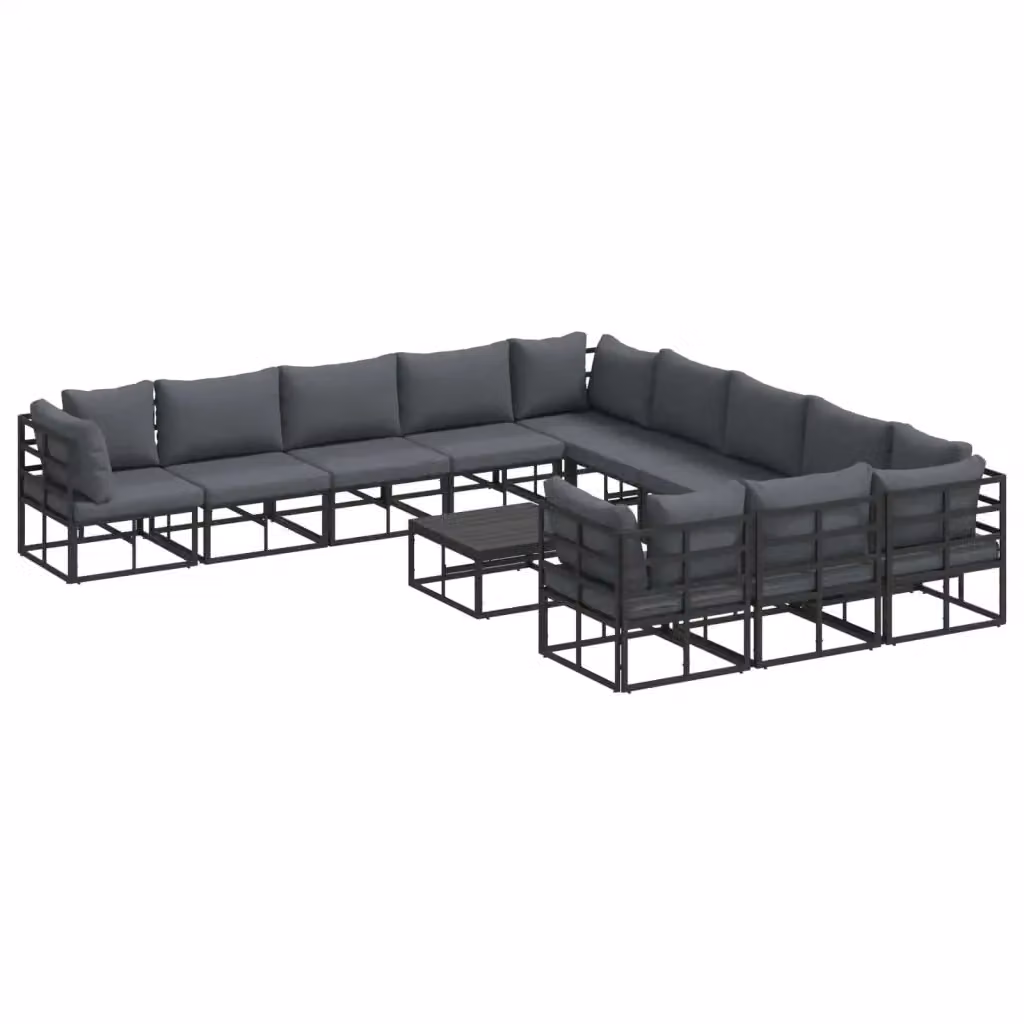 Set Divano da Giardino Moderno vidaXL in Metallo Antracite Nero 12 Pezzi – 2