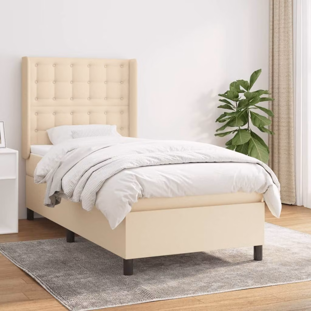 Maison Exclusive - Giroletto a Molle con Materasso Crema 90x200 cm inTessuto