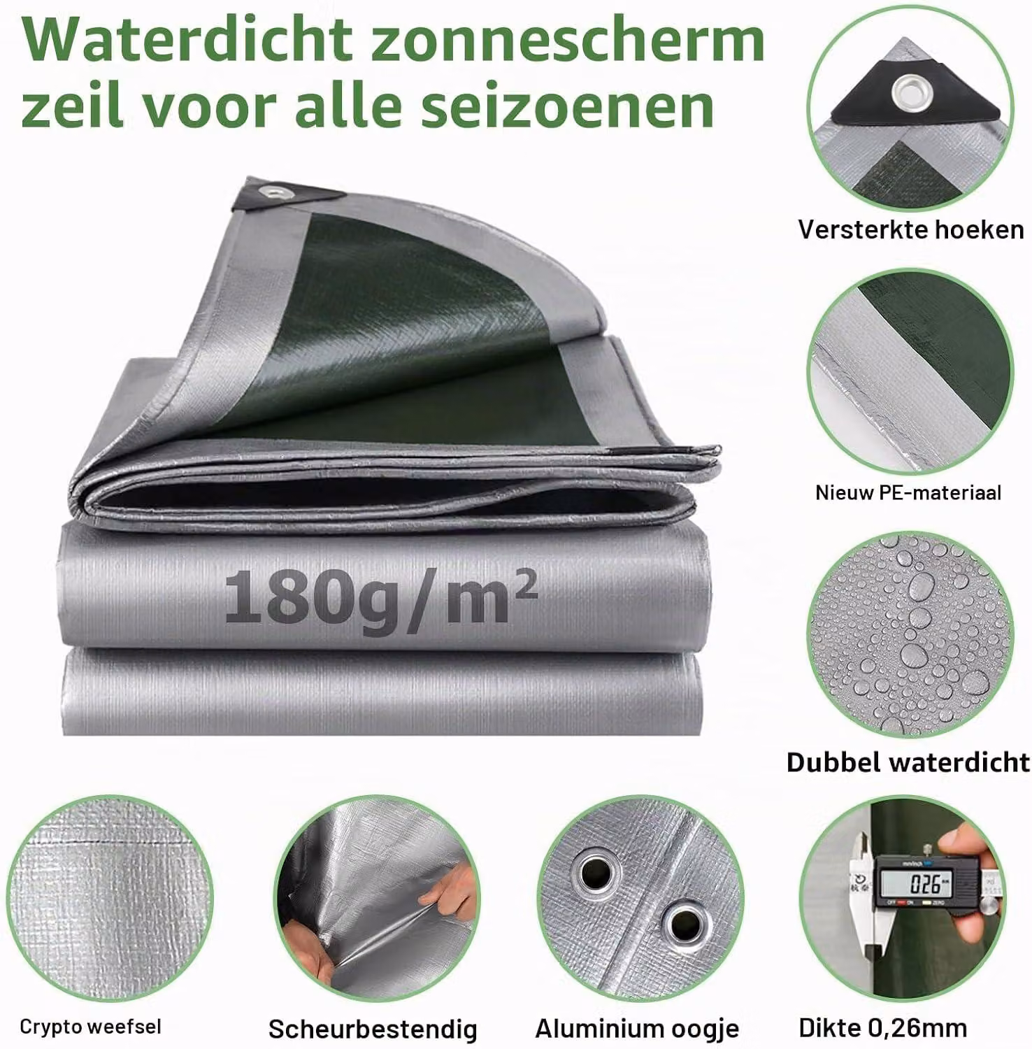 Telo protettivo impermeabile, resistente, 180 g/m², dimensioni 2 x 4 metri, per uso esterno