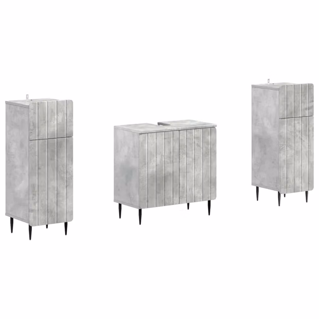 Set di mobili da bagno vidaXL composto da mobile lavabo e armadietti laterali in legno grigio opaco stile minimalista L/P/H: 120 x 40 x 84 cm – 2