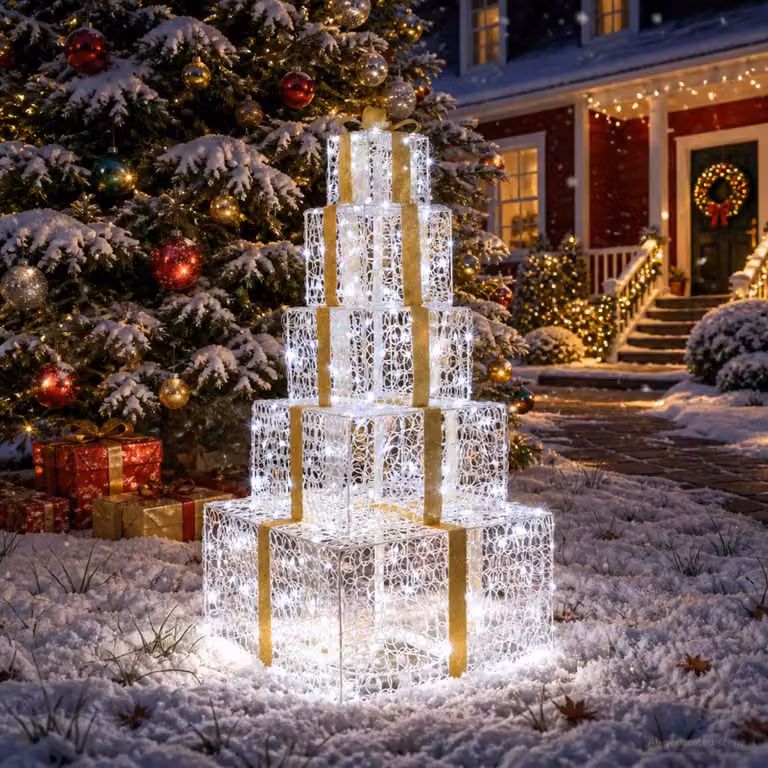 Decorazioni natalizie vidaXL con 250 LED bianchi freddi a forma di pacchi regalo impilabili