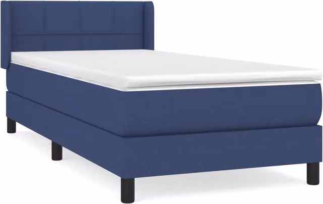 Letto singolo | Letto per adulti | Giroletto a Molle con Materasso Blu 90x200 cm inTessuto