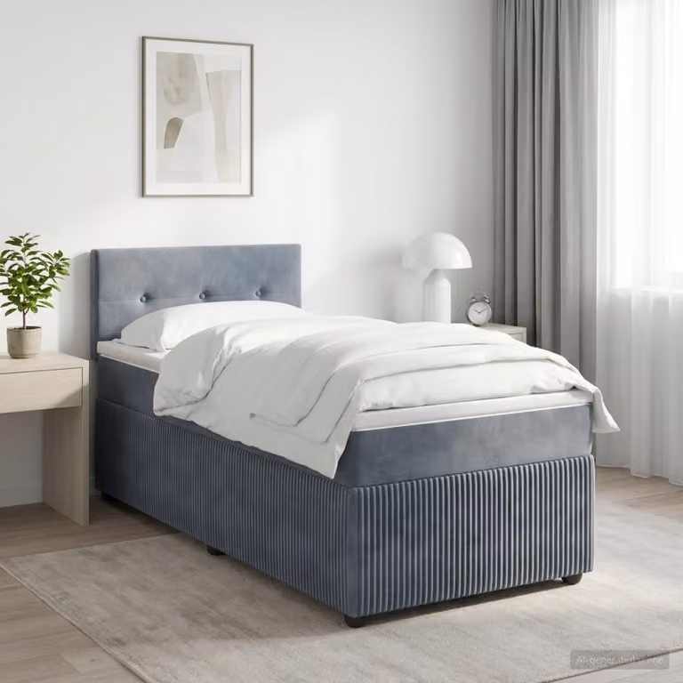 Maison Exclusive - Letto boxspring con materasso grigio scuro 90 x 190 cm velluto