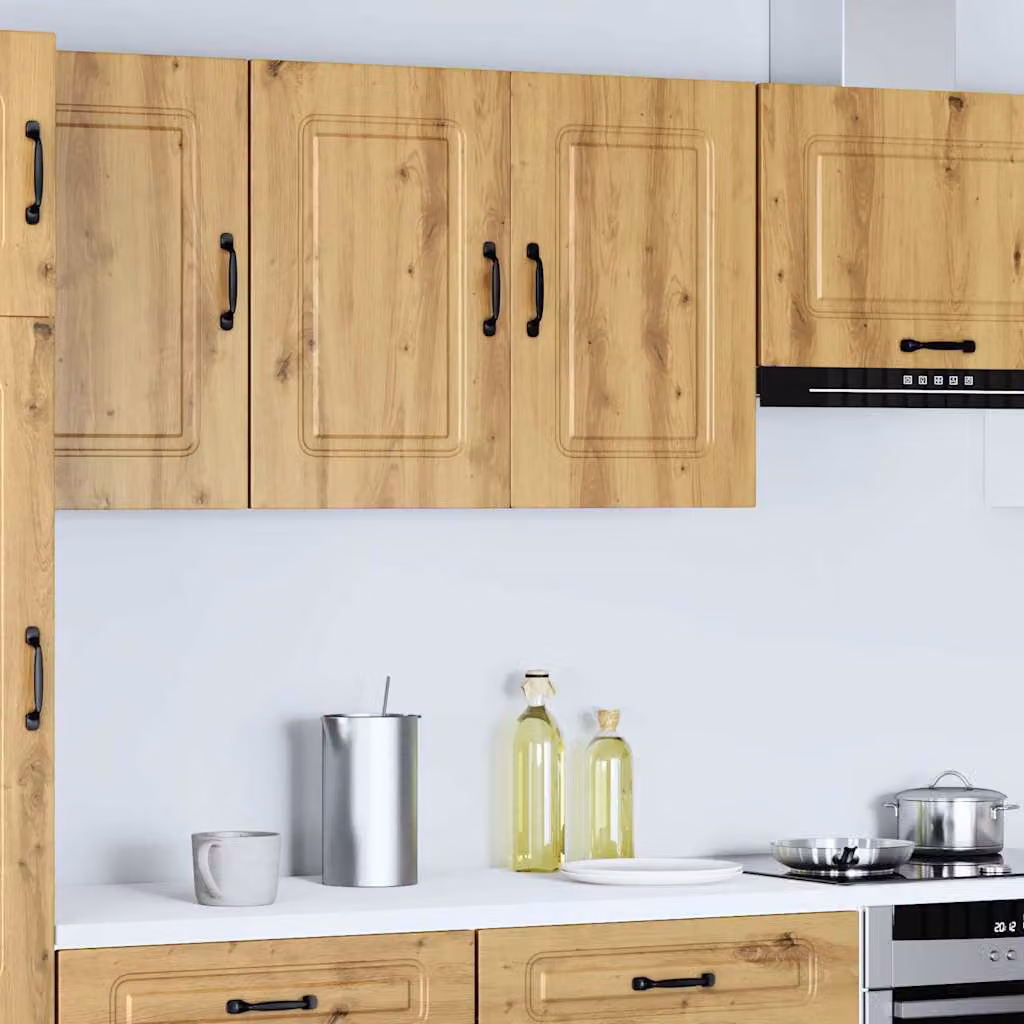 Pensile da cucina moderno vidaXL Kalmar in legno marrone con ante a battente e ripiani interni L 80 x H 60 x P 31 cm