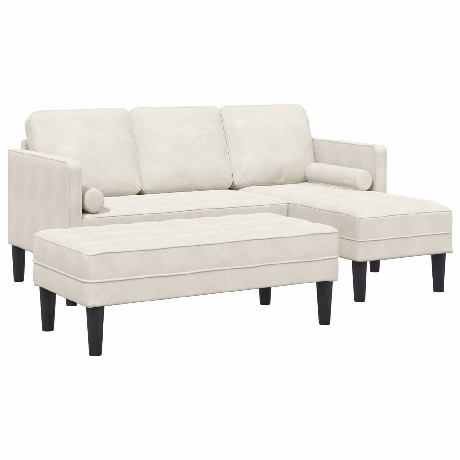 Set di divani angolari vidaXL in tessuto beige con pouf coordinato, design moderno per il tuo soggiorno